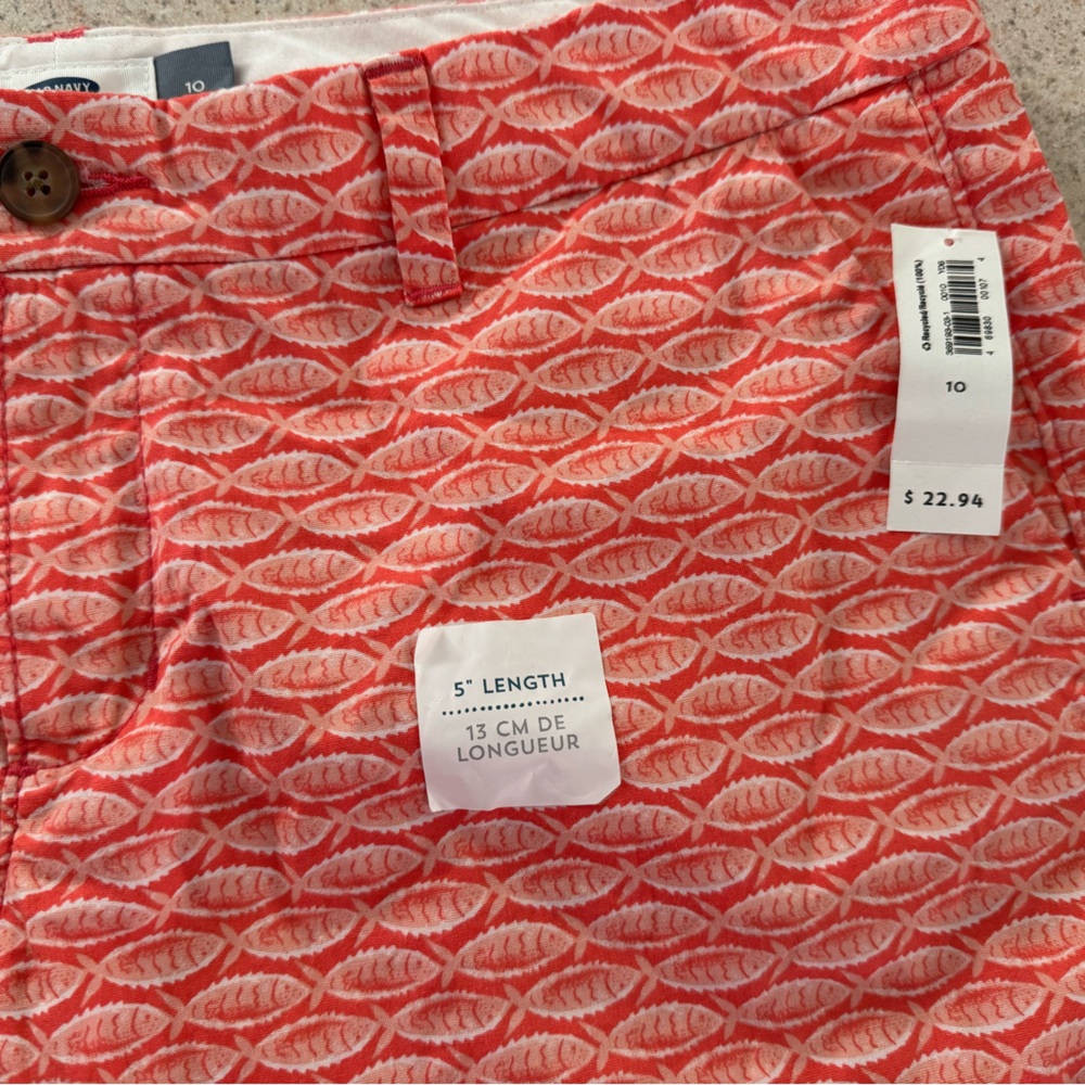 🔥NWT Womens Old Navy Shorts Size 10 Coral Fish Beachy Casual Pockets - Picture 4 of 4